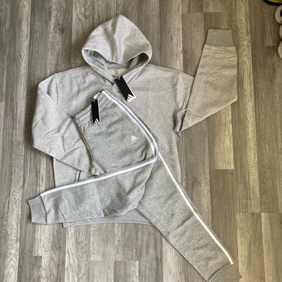NWT adidas outfit hoodie sweatshirt and jogger pants set M and XL 2 pc bundle - Picture 2 of 5